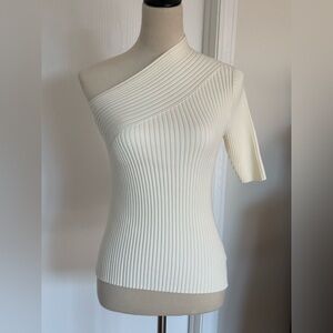 AERON One Shoulder Ribbed Sweater - Cream